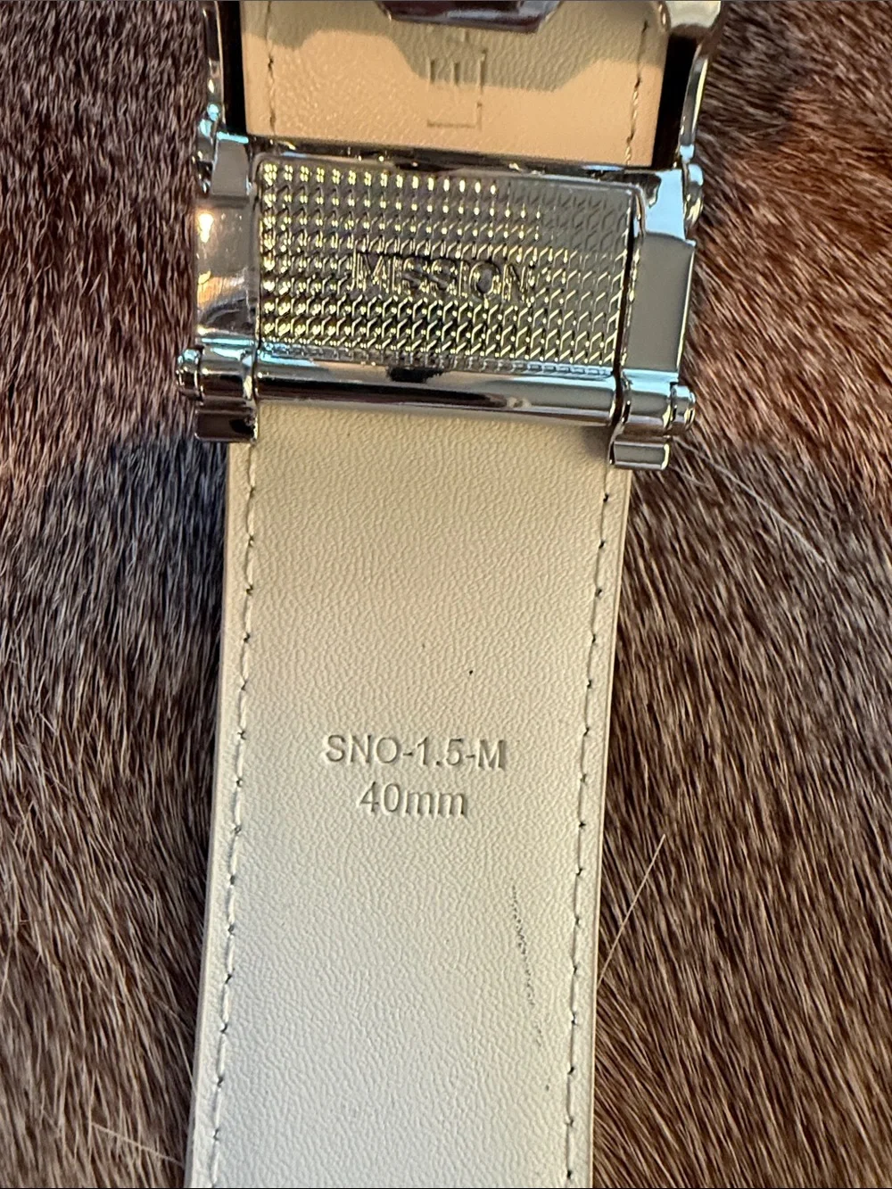 Men’s White Leather Mission Belt